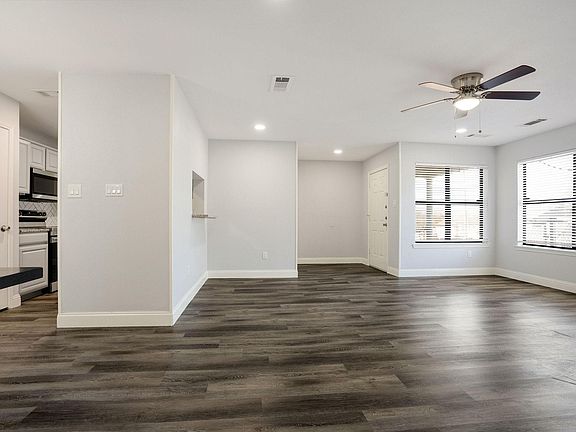 open concept living and dining room