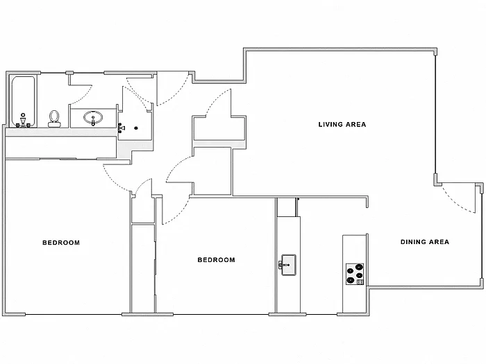 Floor plan 2 Bed / 1 Bath: Type A