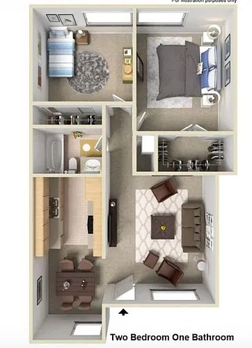 Floor plan Two Bedroom One Bath