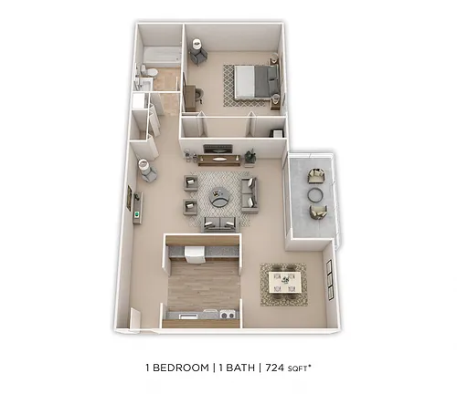 Floor plan One Bedroom - 724 sqft