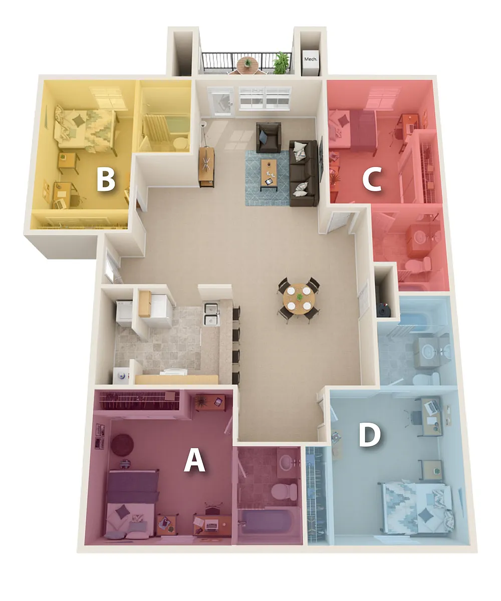 Floor plan By The Bed Pricing - Four Bedroom Large