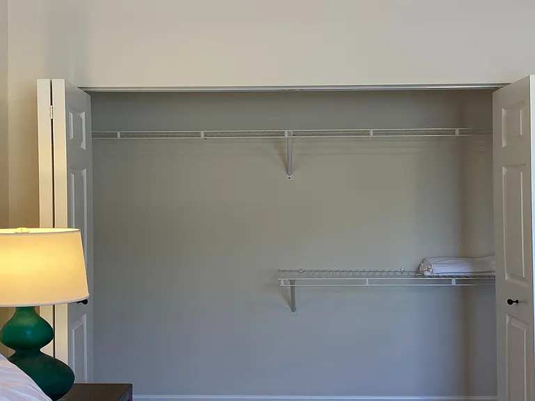 Built-in shelving offers convenient storage and keeps everything in reach.