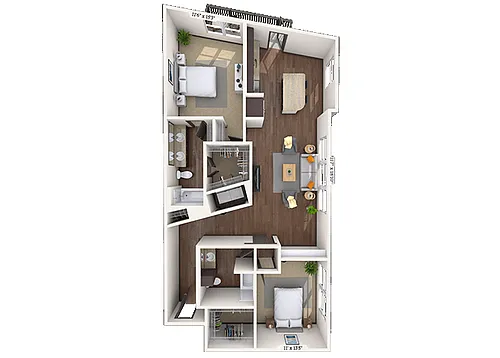 Floor plan Traditional 2x2 1239-1252 SF