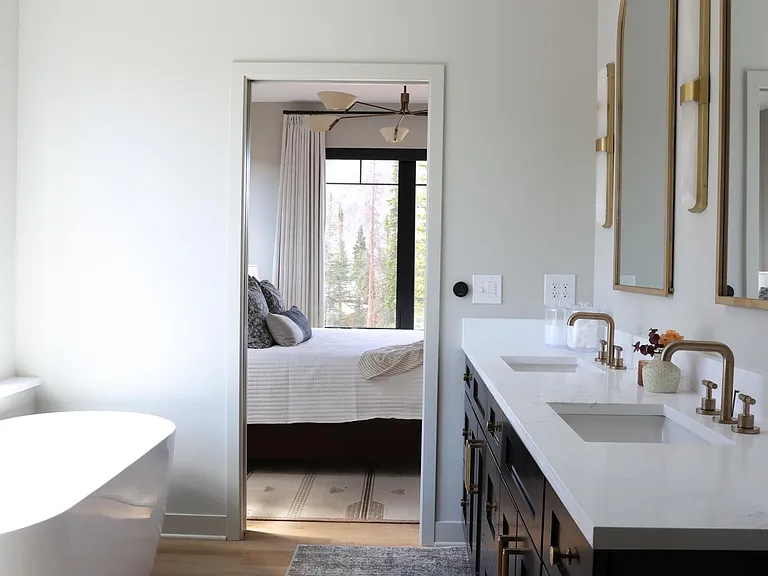 Soaking tub in primary bathroom.