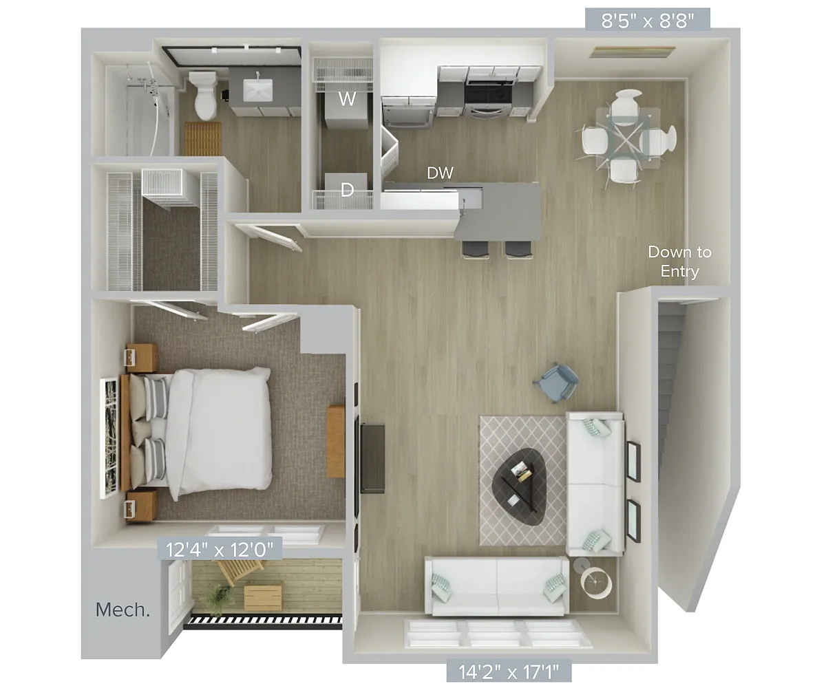Floor plan AD1A Income Restricted Unit