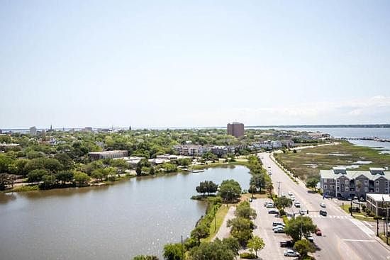 View of Charleston harbor from your private enclosed balcony.