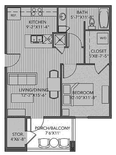 Floor plan 1 Bedroom B