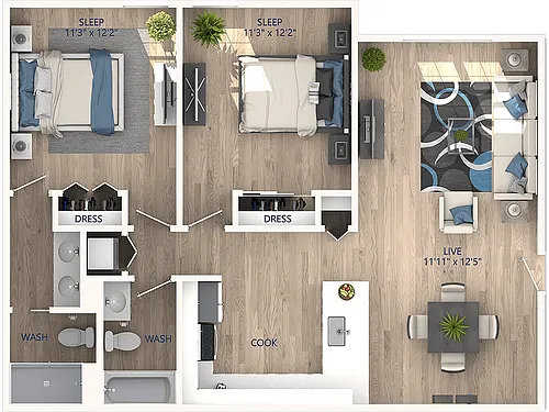 Floor plan 2 x 2 Primo Units