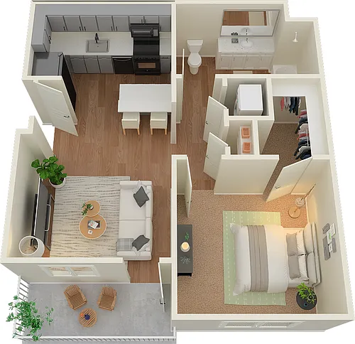 Floor plan 1 Bed 1 Bath A1