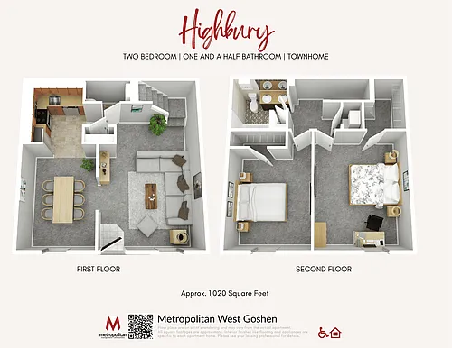 Floor plan Two Bedroom Highbury Townhome
