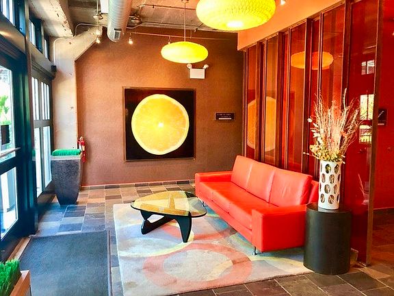 Orange themed lobby