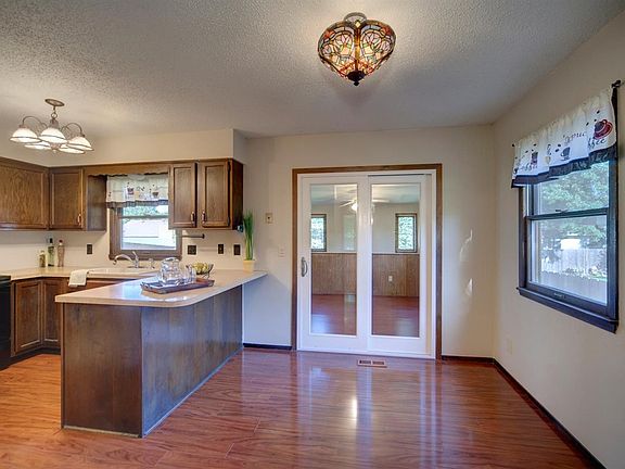 Eating space off the kitchen.  Brand new patio door.