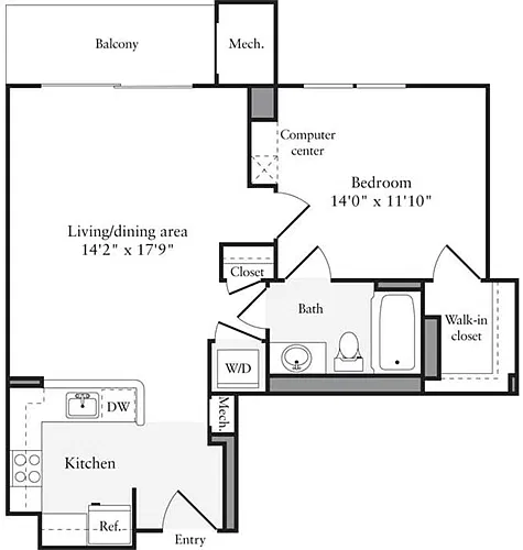 Floor plan 1 Bedroom B