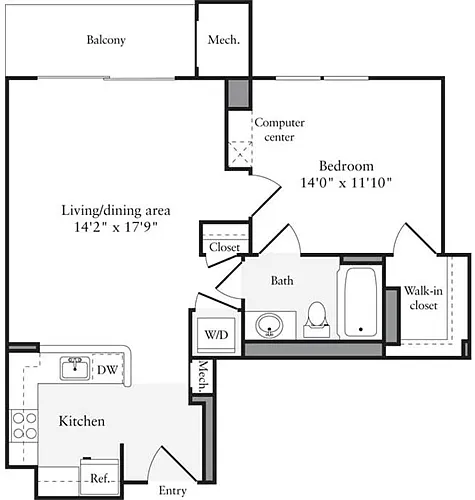 Floor plan 1 Bedroom B