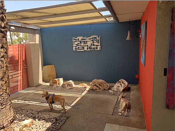 Courtyard entry with rock garden.