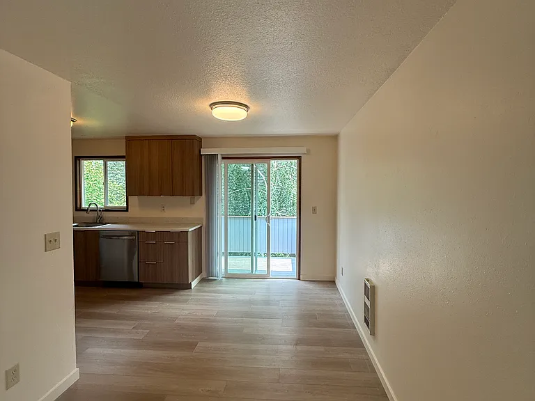 Dining room and kitchen.