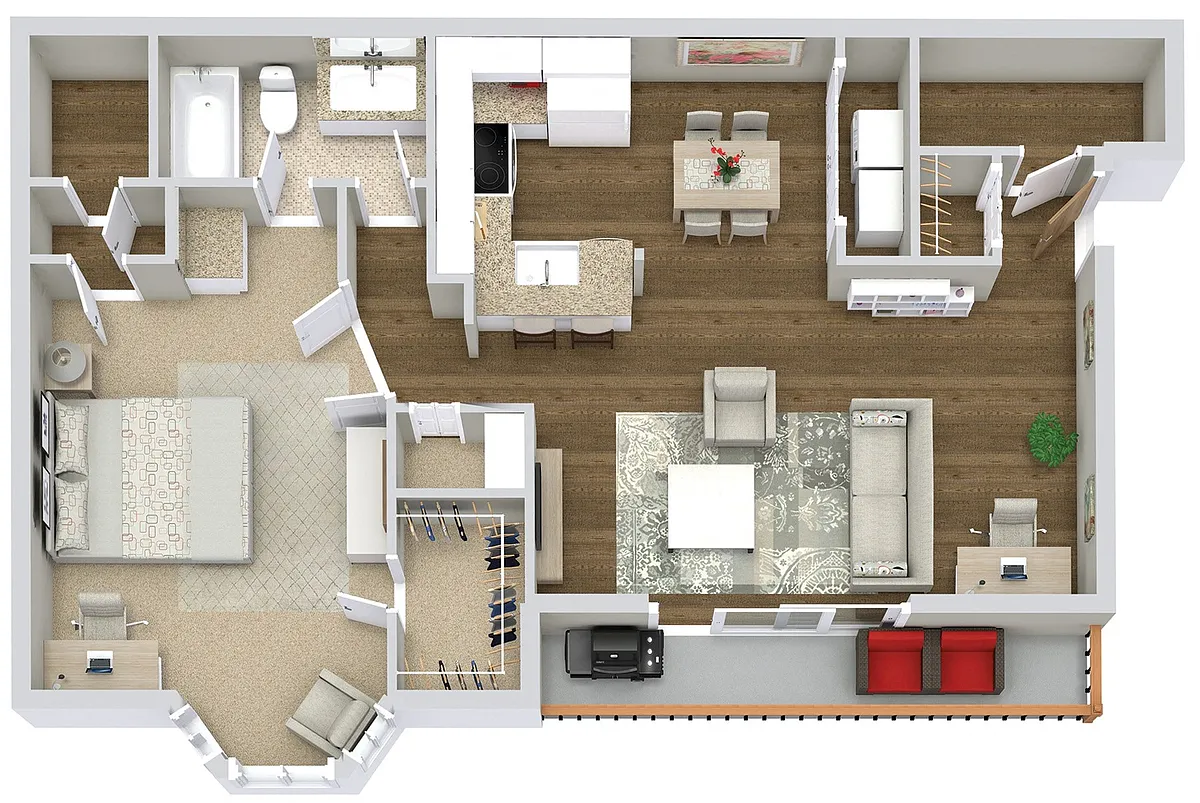 Floor plan 1 Bedroom 1 Bath