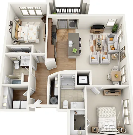Floor Plan 2C | Wells Street Station | Apartments in Delafield, WI Floor Plan 2C | Wells Street Station | Apartments in Delafield, WI