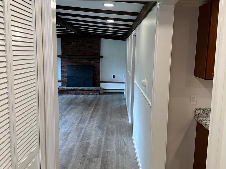 Hallway closet entry into living room
