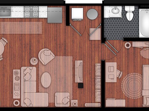 Unit 106, furnished floor plan (example)