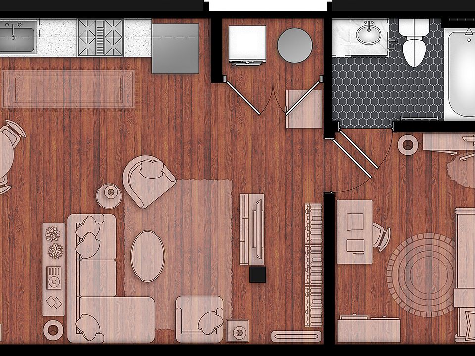 Unit 106, furnished floor plan (example)