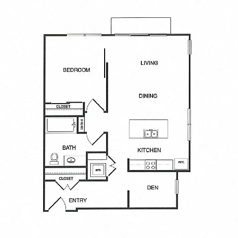 Floor plan 1x1 Den B