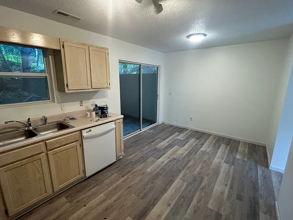 Open kitchen and dining area