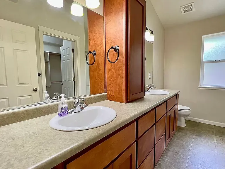 Primary bathroom with double sinks