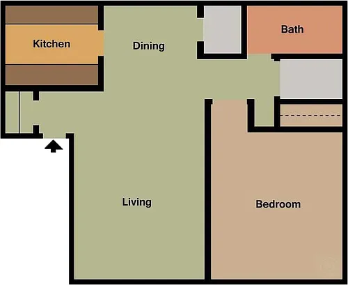Floor plan 1Bed - 1Bath