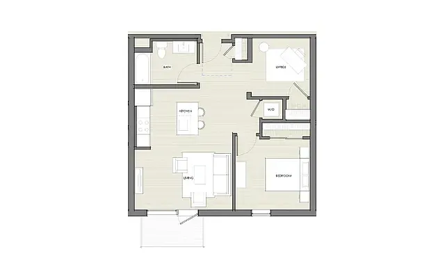 Floor plan One Bedroom - Office