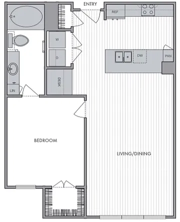 Floor plan 1 Bed_1 Bath_D