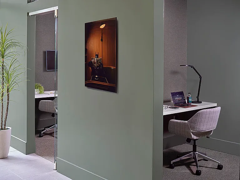 Apartment community Coworking Pods at Griffis Cheesman Park in Denver, Colorado.