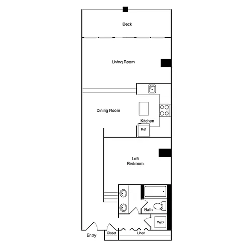 Floor plan 1 Bed Loft 512 NW