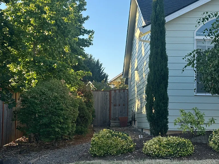 Front side yard, fenced.
