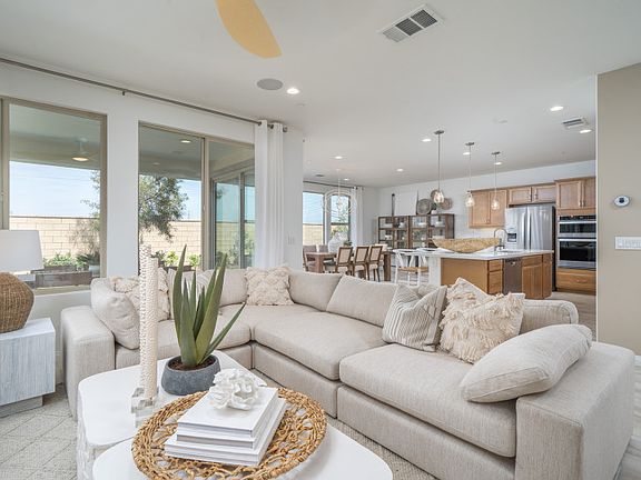 Open first floor gathering room, kitchen and cafe.