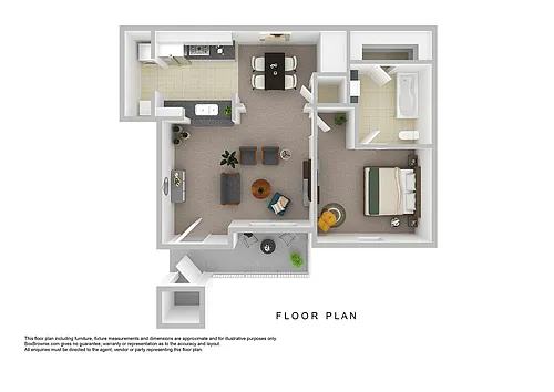Floor plan 1 Bedroom, 1 Bath