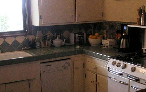 Kitchen with vintage 1952 O'Keefe and Merit stove