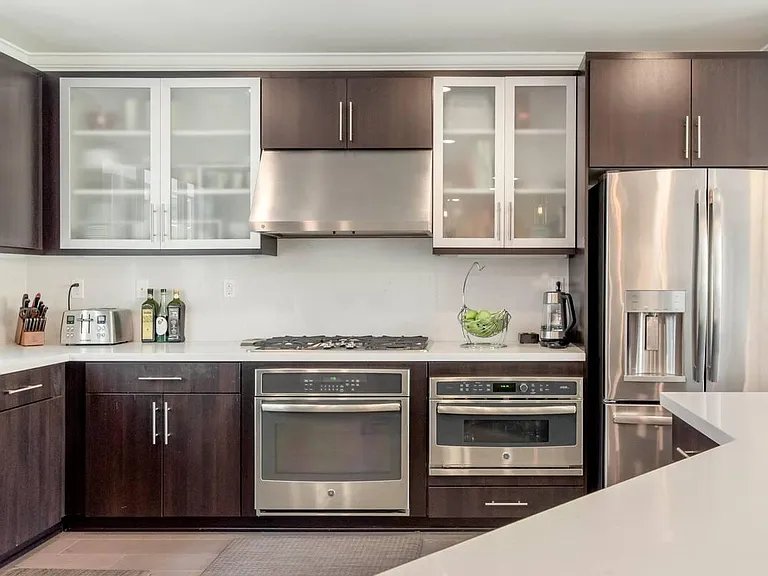 Modern and upscale stainless steel appliances.