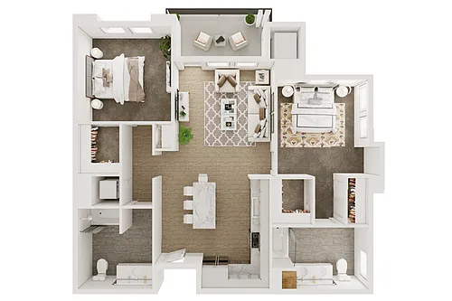 Floor plan 2BD, 2BTH B2.1