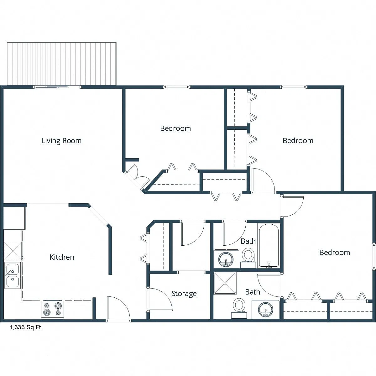 Floor plan Three Bedroom 3175B