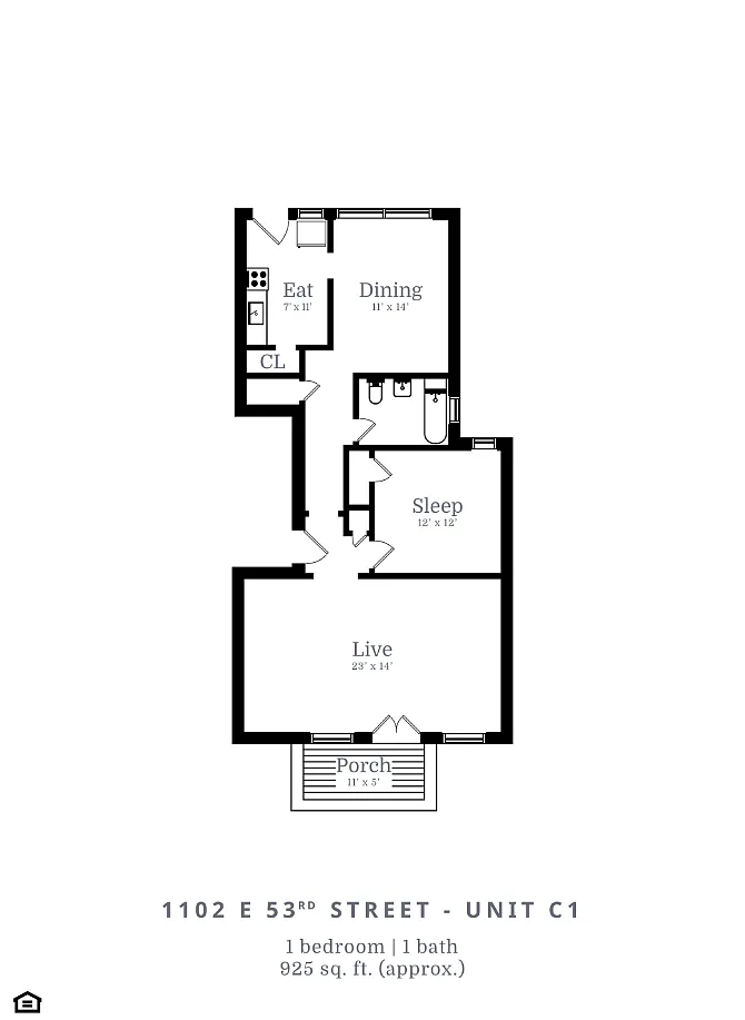 Floor plan 2 Bed | 1 Bath (C1)