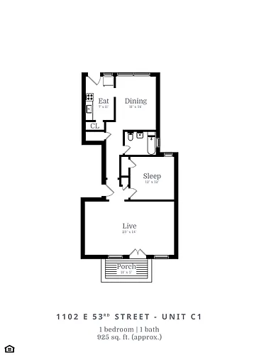 Floor plan 2 Bed | 1 Bath (C1)