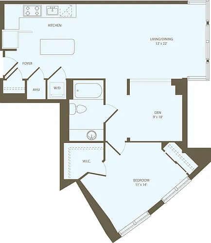 Floor plan 1 Bedroom AA