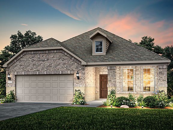 The Burnet, a one-story home with 2-car garage, shown with Home Exterior 35