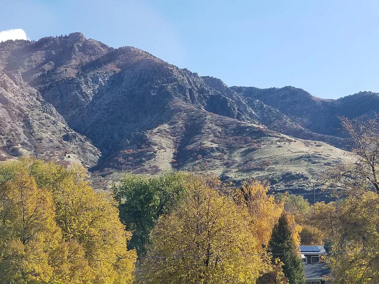 View of mountians through east windows of bonus room.