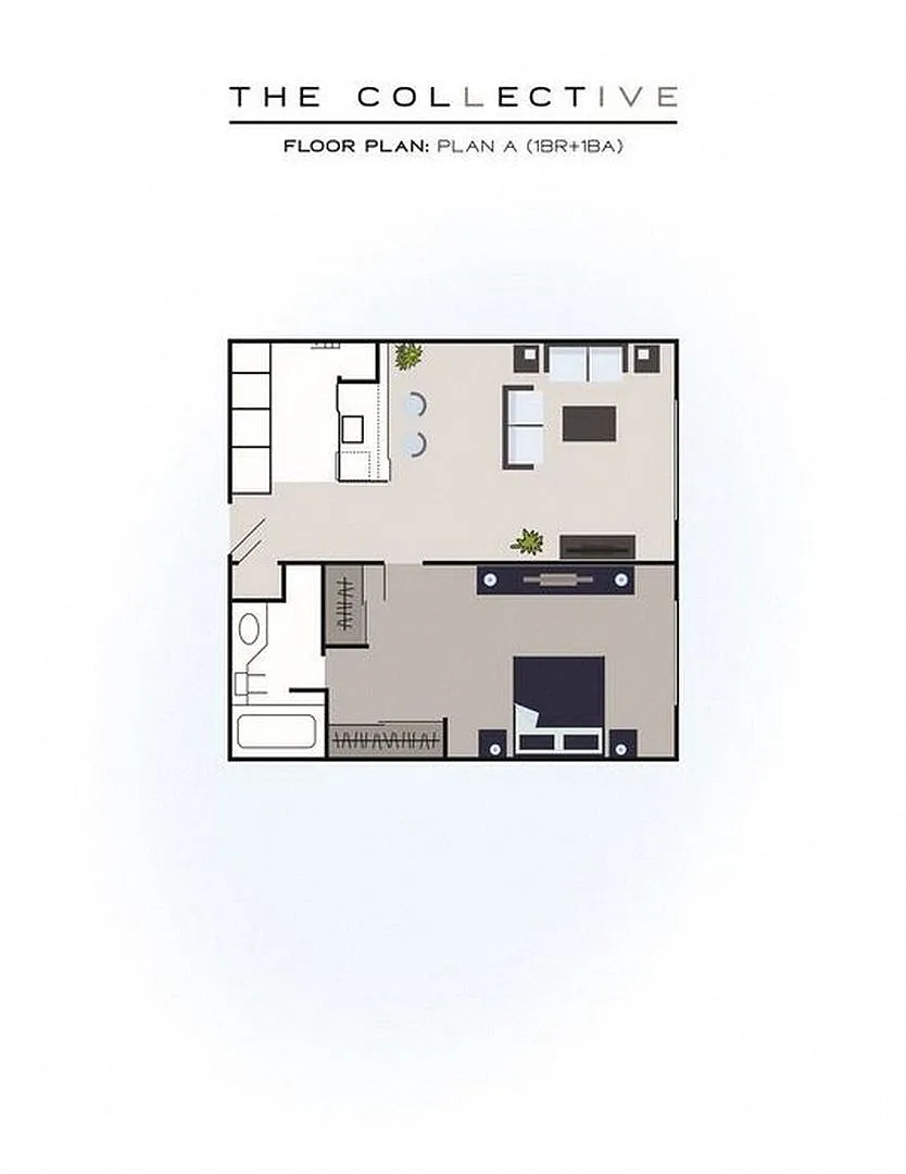 Floor plan 1 Bedroom, 1 Bath B
