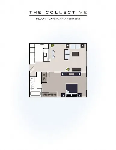 Floor plan 1 Bedroom, 1 Bath B