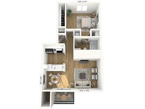Floor plan 1x1Bc