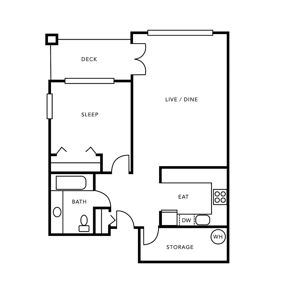 Floor plan 1 Bedroom, 1 Bath