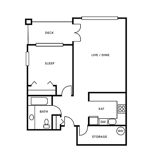 Floor plan 1 Bedroom, 1 Bath
